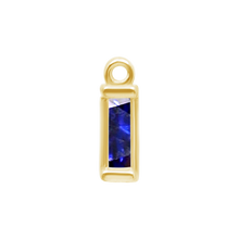 Load image into Gallery viewer, Diamond or Gemstone Baguette Bezel Drop Charm in 14K Yellow Gold
