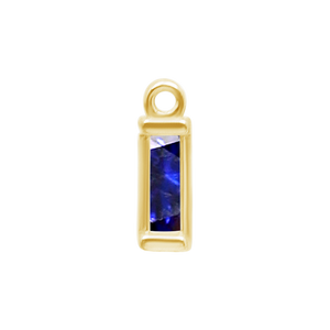 Diamond or Gemstone Baguette Bezel Drop Charm in 14K Yellow Gold