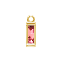 Load image into Gallery viewer, Diamond or Gemstone Baguette Bezel Drop Charm in 14K Yellow Gold
