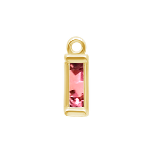 Diamond or Gemstone Baguette Bezel Drop Charm in 14K Yellow Gold