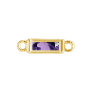 Diamond or Gemstone Baguette Bezel Bracelet/Necklace Charm in 14K Yellow Gold