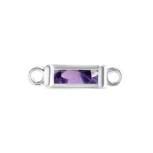 Load image into Gallery viewer, Diamond or Gemstone Baguette Bezel Bracelet/Necklace Charm in 14K White Gold
