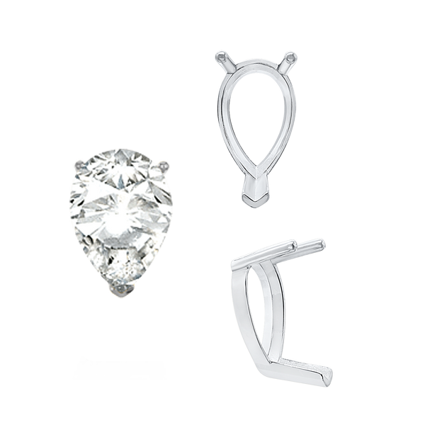 ITI NYC V-End Pear Shape Single Base Settings in Sterling Silver (5.00 x 3.00 mm - 15.00 x 10.00 mm)