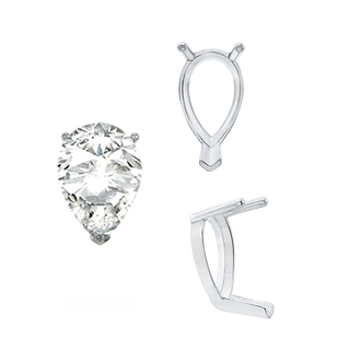 ITI NYC V-End Pear Shape Single Base Settings in Sterling Silver (5.00 x 3.00 mm - 15.00 x 10.00 mm)