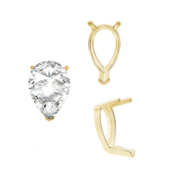 ITI NYC V-End Pear Shape Single Base Settings in 14K Gold (5.00 x 3.00 mm - 15.00 x 10.00 mm)