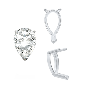 ITI NYC V-End Pear Shape Single Base Settings in Sterling Silver (5.00 x 3.00 mm - 24.00 x 16.00 mm)