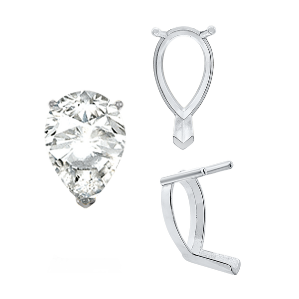ITI NYC V-End Pear Shape Single Base Settings in Sterling Silver (5.00 x 3.00 mm - 24.00 x 16.00 mm)