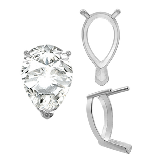 ITI NYC V-End Pear Shape Single Base Settings in Sterling Silver (5.00 x 3.00 mm - 24.00 x 16.00 mm)