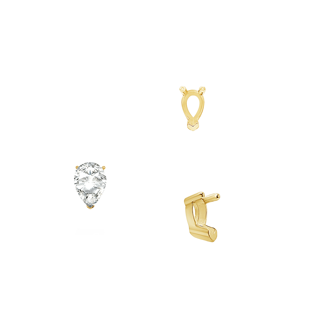 ITI NYC V-End Pear Shape Single Base Settings in 14K Gold (5.00 x 3.00 mm - 24.00 x 16.00 mm)