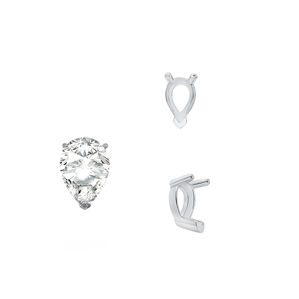 ITI NYC V-End Pear Shape Single Base Settings in Sterling Silver (5.00 x 3.00 mm - 15.00 x 10.00 mm)