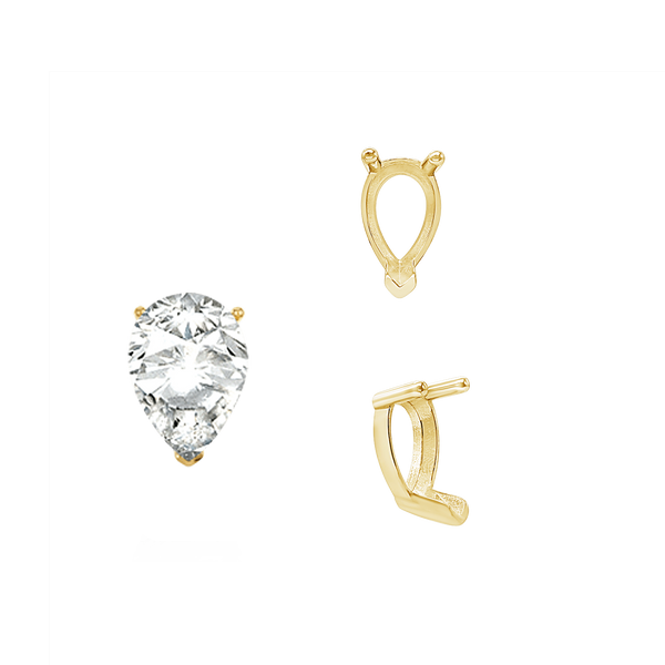 ITI NYC V-End Pear Shape Single Base Settings in 14K Gold (5.00 x 3.00 mm - 24.00 x 16.00 mm)