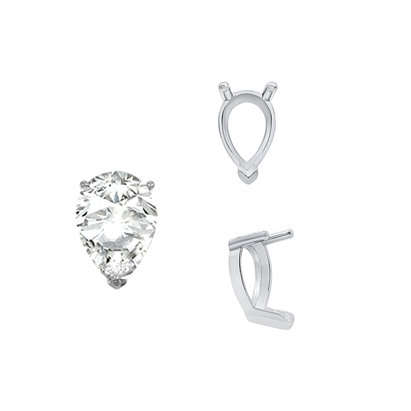 ITI NYC V-End Pear Shape Single Base Settings in Sterling Silver (5.00 x 3.00 mm - 15.00 x 10.00 mm)