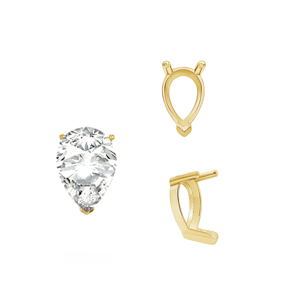 ITI NYC V-End Pear Shape Single Base Settings in 14K Gold (5.00 x 3.00 mm - 15.00 x 10.00 mm)