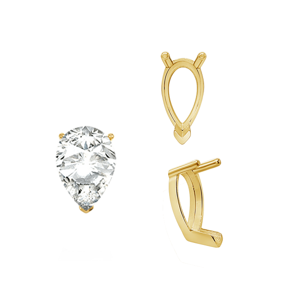 ITI NYC V-End Pear Shape Single Base Settings in 14K Gold (5.00 x 3.00 mm - 15.00 x 10.00 mm)