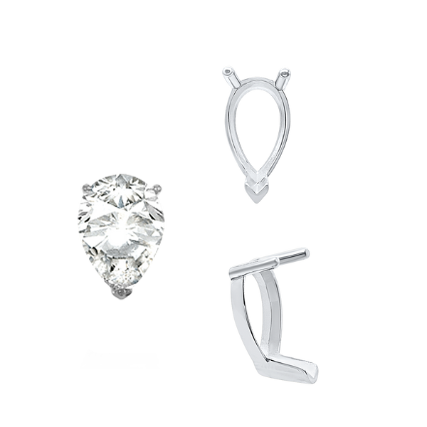 ITI NYC V-End Pear Shape Single Base Settings in Sterling Silver (5.00 x 3.00 mm - 15.00 x 10.00 mm)
