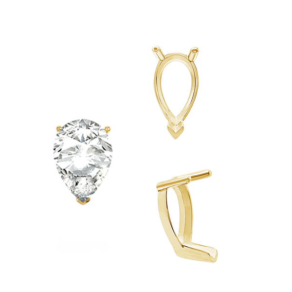 ITI NYC V-End Pear Shape Single Base Settings in 14K Gold (5.00 x 3.00 mm - 15.00 x 10.00 mm)