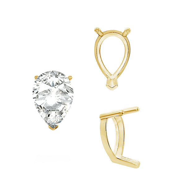 ITI NYC V-End Pear Shape Single Base Settings in 14K Gold (5.00 x 3.00 mm - 24.00 x 16.00 mm)