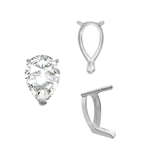 Load image into Gallery viewer, ITI NYC V-End Pear Shape Single Base Settings in Sterling Silver (5.00 x 3.00 mm - 24.00 x 16.00 mm)
