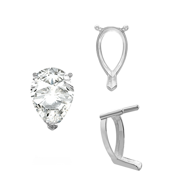 ITI NYC V-End Pear Shape Single Base Settings in Sterling Silver (5.00 x 3.00 mm - 15.00 x 10.00 mm)
