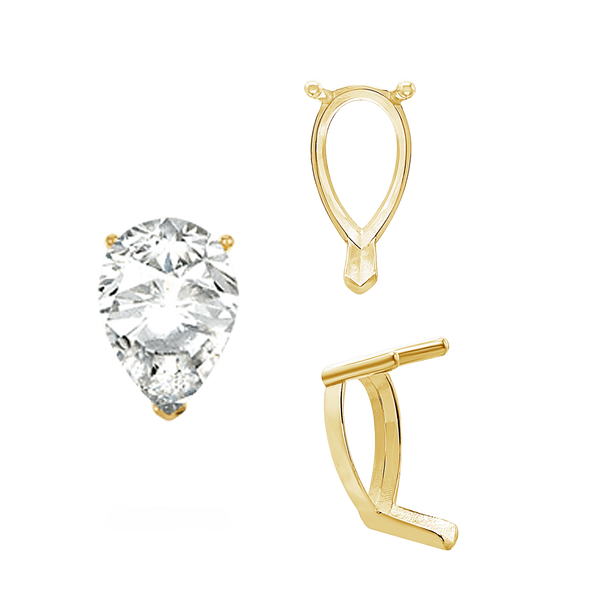 ITI NYC V-End Pear Shape Single Base Settings in 14K Gold (5.00 x 3.00 mm - 15.00 x 10.00 mm)