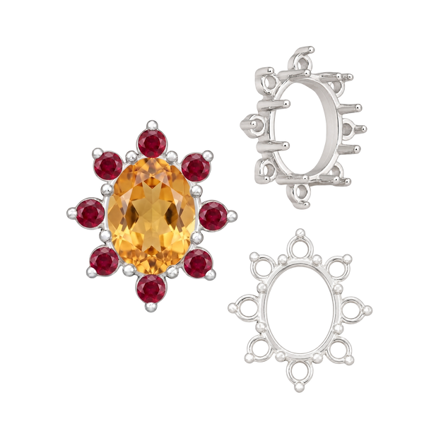 ITI NYC 8 Stone Cluster Pendants (3.00 x 2.00 mm - 14.00 x 12.00 mm)