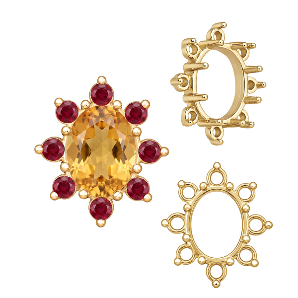 ITI NYC 8 Stone Cluster Pendants (3.00 x 2.00 mm - 14.00 x 12.00 mm)