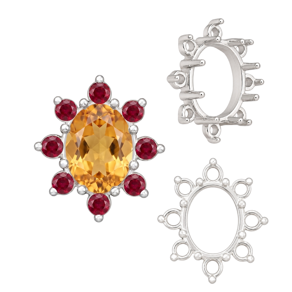 ITI NYC 8 Stone Cluster Pendants (3.00 x 2.00 mm - 14.00 x 12.00 mm)
