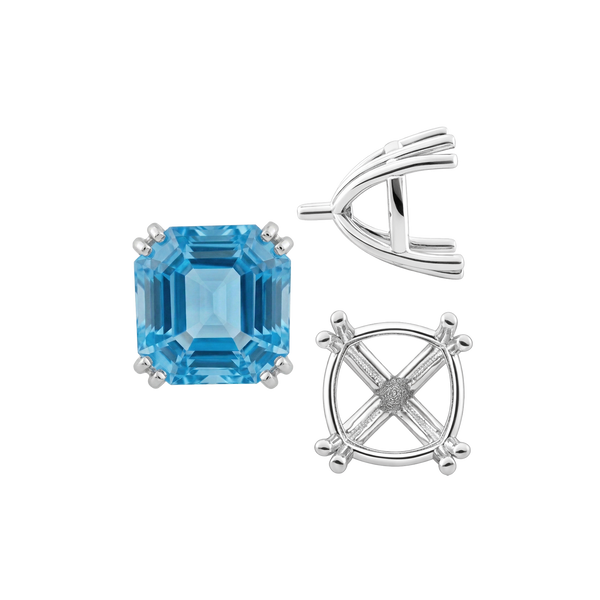 ITI NYC Eight Prong Cushion Cut Settings in Sterling Silver (4.00 mm - 10.00 mm)