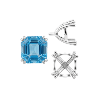 ITI NYC Eight Prong Cushion Cut Settings in Sterling Silver (4.00 mm - 10.00 mm)