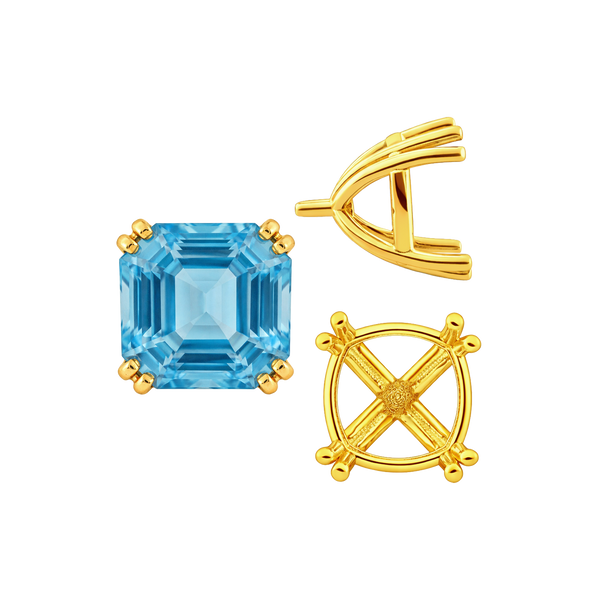 ITI NYC Eight Prong Cushion Cut Settings in 14K Gold (4.00 mm - 10.00 mm)