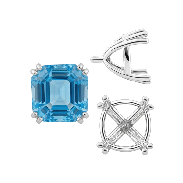 ITI NYC Eight Prong Cushion Cut Settings in Sterling Silver (4.00 mm - 10.00 mm)