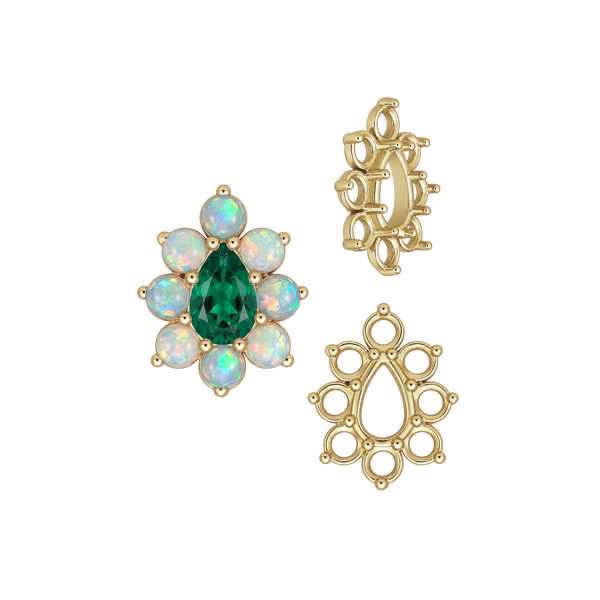 ITI NYC 8 Stone Pear Shape Cluster Tops (5.00 x 3.00 mm - 8.00 x 6.00 mm)