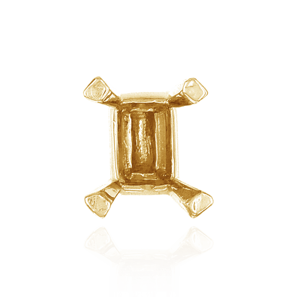 ITI NYC Four Prong Emerald Shape Heavy Solitaire Settings in 18K Gold (4.00 x 3.00 mm - 16.00 x 13.00 mm)