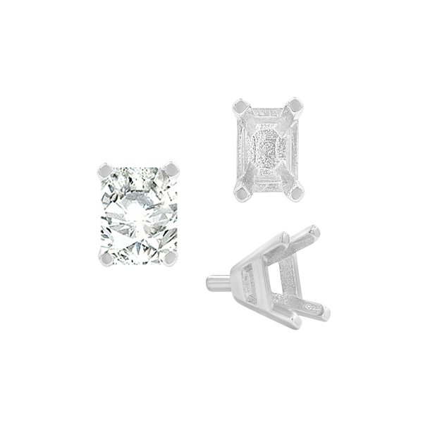 ITI NYC Four Prong Emerald Shape Tapered Solitaire Settings With Peg in 18K Gold (5.00 x 3.00 mm - 8.00 x 6.00 mm)