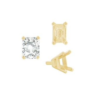ITI NYC Four Prong Emerald Shape Tapered Solitaire Settings With Peg in 14K Gold (5.00 x 3.00 mm - 11.00 x 9.00 mm)
