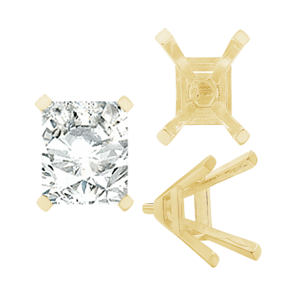 ITI NYC Four Prong Emerald Shape Tapered Solitaire Settings With Peg in 14K Gold (5.00 x 3.00 mm - 11.00 x 9.00 mm)