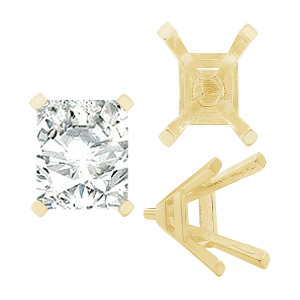 ITI NYC Four Prong Emerald Shape Tapered Solitaire Settings With Peg in 14K Gold (5.00 x 3.00 mm - 11.00 x 9.00 mm)