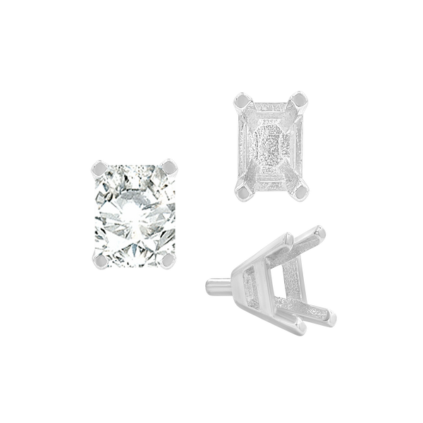 ITI NYC Four Prong Emerald Shape Tapered Solitaire Settings With Peg in 18K Gold (5.00 x 3.00 mm - 8.00 x 6.00 mm)