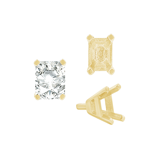 ITI NYC Four Prong Emerald Shape Tapered Solitaire Settings With Peg in 14K Gold (5.00 x 3.00 mm - 11.00 x 9.00 mm)
