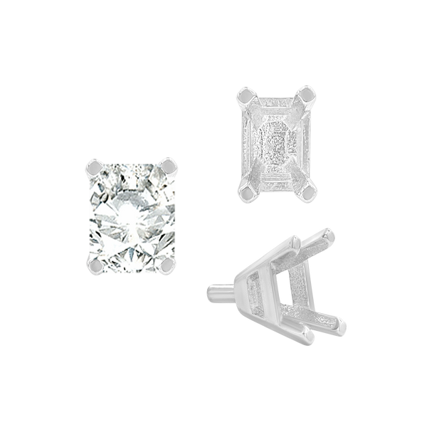 ITI NYC Four Prong Emerald Shape Tapered Solitaire Settings With Peg in 18K Gold (5.00 x 3.00 mm - 8.00 x 6.00 mm)