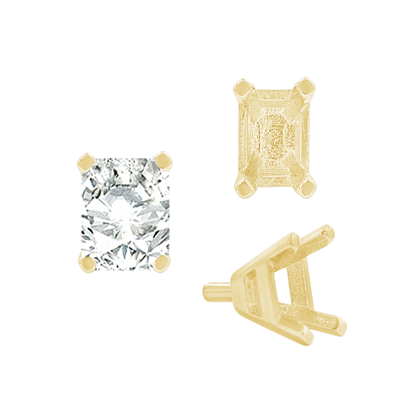 ITI NYC Four Prong Emerald Shape Tapered Solitaire Settings With Peg in 14K Gold (5.00 x 3.00 mm - 11.00 x 9.00 mm)