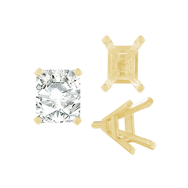 ITI NYC Four Prong Emerald Shape Tapered Solitaire Settings With Peg in 18K Gold (5.00 x 3.00 mm - 8.00 x 6.00 mm)