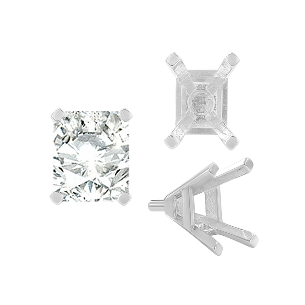 ITI NYC Four Prong Emerald Shape Tapered Solitaire Settings With Peg in 18K Gold (5.00 x 3.00 mm - 8.00 x 6.00 mm)
