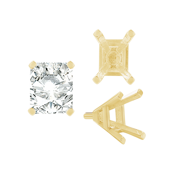 ITI NYC Four Prong Emerald Shape Tapered Solitaire Settings With Peg in 18K Gold (5.00 x 3.00 mm - 8.00 x 6.00 mm)