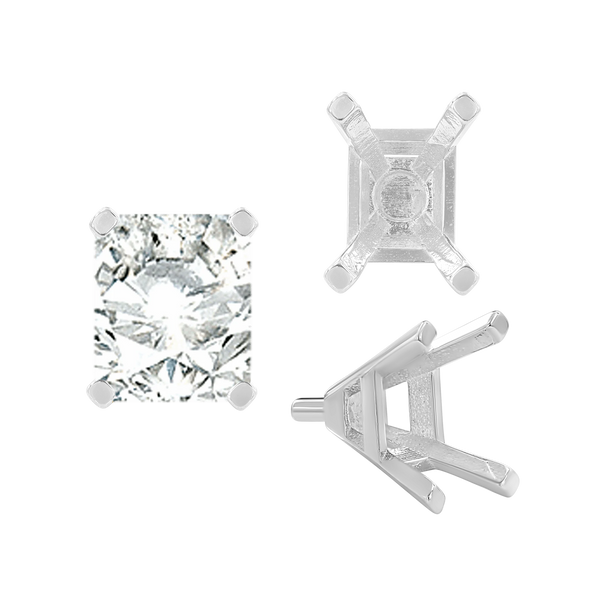 ITI NYC Four Prong Emerald Shape Tapered Solitaire Settings With Peg in 18K Gold (5.00 x 3.00 mm - 8.00 x 6.00 mm)