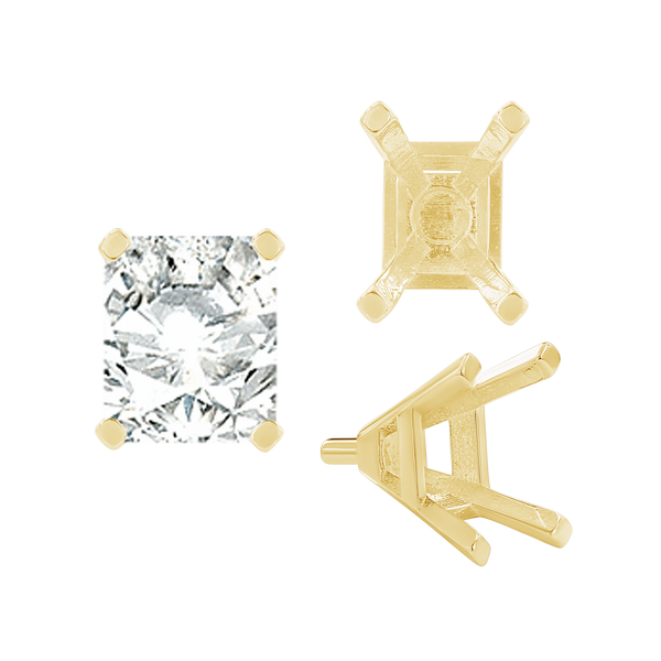 ITI NYC Four Prong Emerald Shape Tapered Solitaire Settings With Peg in 14K Gold (5.00 x 3.00 mm - 11.00 x 9.00 mm)