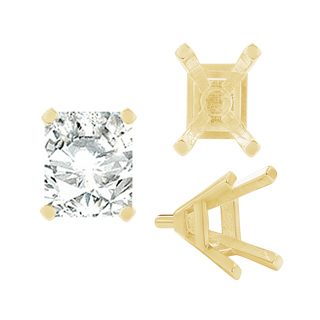 ITI NYC Four Prong Emerald Shape Tapered Solitaire Settings With Peg in 14K Gold (5.00 x 3.00 mm - 11.00 x 9.00 mm)