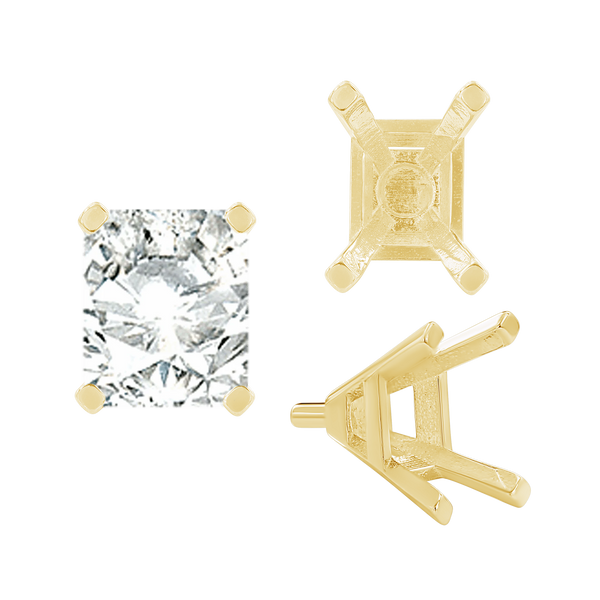 ITI NYC Four Prong Emerald Shape Tapered Solitaire Settings With Peg in 14K Gold (5.00 x 3.00 mm - 11.00 x 9.00 mm)