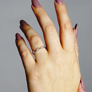 Stackable Ring with Scalloped Design in Sterling Silver