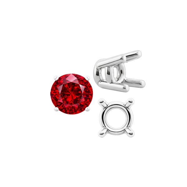 ITI NYC Four Prong Round Heavy Wire Basket Settings in 14K Gold (1.30 mm - 25.00 mm)
